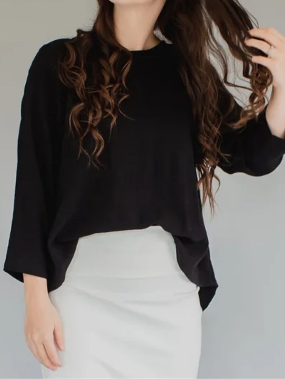 Linen Blend Top - Black